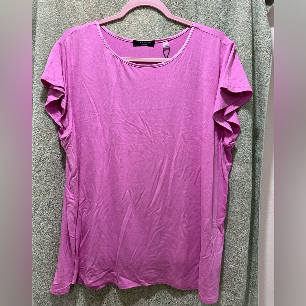 Tahari Fuchsia Short Sleeve Women's Tee